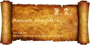 Mantsch Kleofás névjegykártya